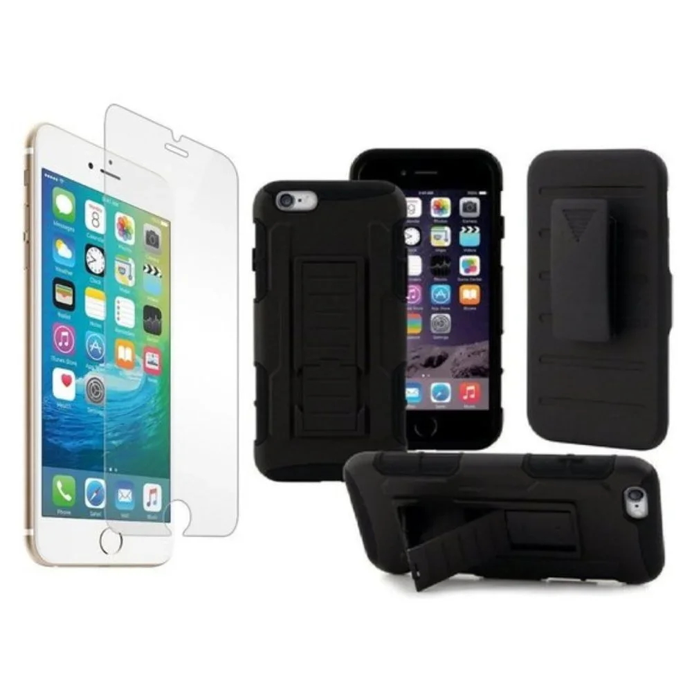 IPHONE 7 HARD CASE , HOLSTER , & TEMPERED GLASS